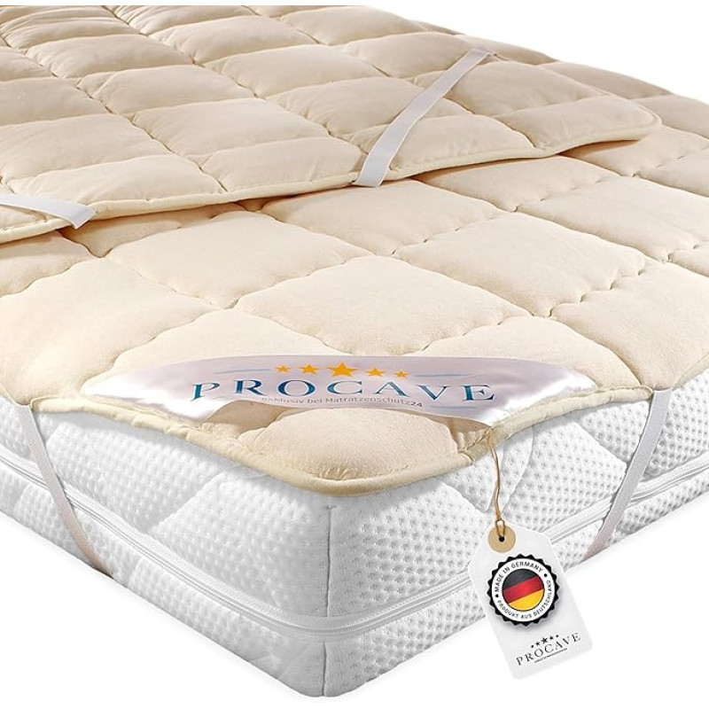 Procave Mattress Topper Cover Protector Made From Virgin Wool, 90 x 200 cm