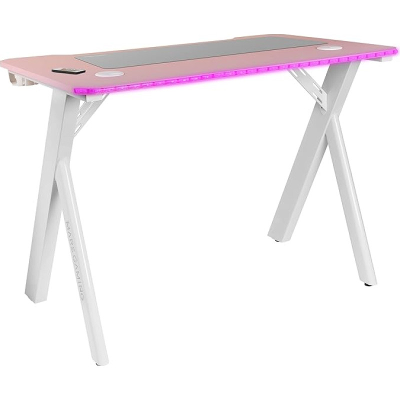 MARSGAMING Mars Gaming MGDXLRGB, Ergonomic RGB Gaming Table, Headset + Bottle Stand, 160 x 60 cm, Black