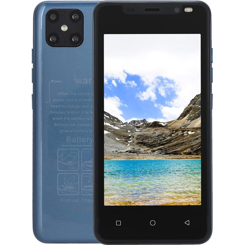 Smartphone without Contract, 3G, 4.66 Dual SIM Mobile Phone without Contract, Android Mobile Phone Cheap, 512MB RAM + 4GB ROM, 128GB Expandable, WiFi, BT, FM, 1500mAh (Blue)