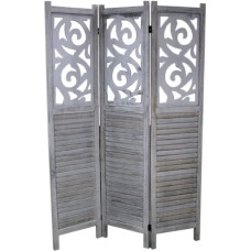 MIMBRE NATURAL Modern 3 Panel Grey Wooden Room Divider Divider Screen 40 x 6 x 170 cm