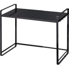 Yamazaki 3131 Tower Extendable Kitchen Shelf, Black, Steel, Minimalist Design, 47.5 ~ 75 x 35 x 50 cm (L x W x H)