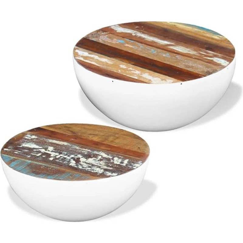 LVHUIDEH Round Coffee Table Set with Hidden Storage Space, Bowl Shape Sofa Table Set, Table Set, Living Room Furniture, 60 x 60 x 30 cm