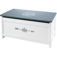 Roba Toy Chest 'Rock Star Baby', Seat & Storage Chest for Child's Bedroom, Chest Bench White/Anthracite with Print