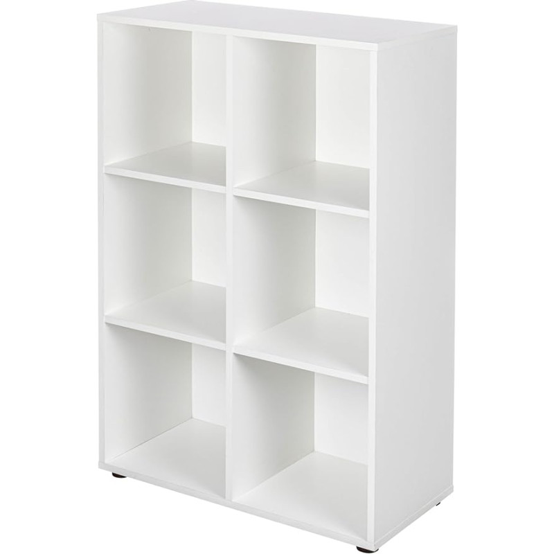 Inter Link - Nuoro 6 Bookcase - with 6 Compartments - Standing Shelf - Cube Shelf - Living Room - Study - Bedroom - Dimensions in cm D: 33 x W: 70.2 x H: 110 - Nuoro 6 - White