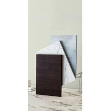 Moderner runder Esstisch mit Blättern, faltbarer Küchentisch mit 3 Konfigurationen, Rahmen aus Karbonstahl, 6 Rollen, 400 kg Kapazität, 150 x 76 cm, weißes Finish