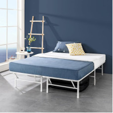 Zinus SmartBase Folding Bed 140 x 190 cm - Height 35 cm - Ideal for Guests - With Storage Space - Metal - White