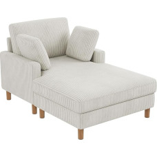 Vesgantti Cord Sofa Bed, Sofa Bed with 2 Cushions, Recliner Chair, Sleeping Chair for Living Room, Bedroom, Office, Tool-Free Assembly, 148 x 104 x 92 cm (Beige)