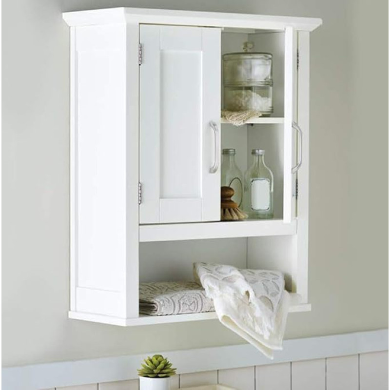 BAKAJI 3 Tier MDF Double Door Bathroom Cabinet with Opening 53 x 21.5 x 63.5 cm (White)