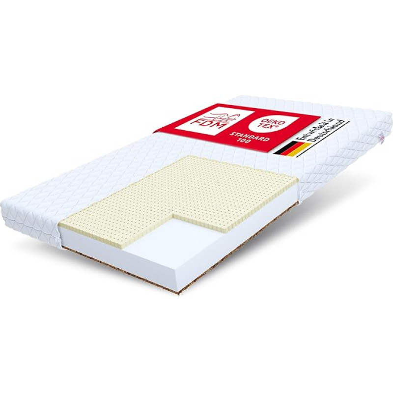 FDM PIKOLO Foam Mattress 80 x 160 cm Children's Mattress Hardness H2/H4 (Medium Soft / Hard) 11 cm Height Latex Coconut Mattress Highly Elastic HR Comfort Foam Double-Sided Cover Removable Washable