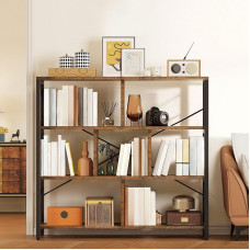 YITAHOME Bookcase with 4 Levels, Standing Shelf, 120 cm High, Freestanding Corner Bookcase, Open Display Storage, Shelves for Living Room, Bedroom, Office, Vintage Brown/Black