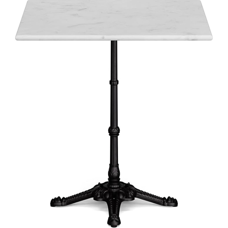 blumfeldt Bistro Table - 60 x 60 cm Marble Top, Art Nouveau, Weatherproof, Robust Cast Iron, Outdoor & Indoor, Elegant Garden Table