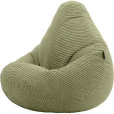 Icon Dalton Children's Bean Bag, Sage Green, Fluffy Corduroy Fabric, Bean Bag Cord with Filling, Comfortable Children's Gaming Chair, Cuddly Chair, Reading Chair, Bedroom, Children's Room, Playroom