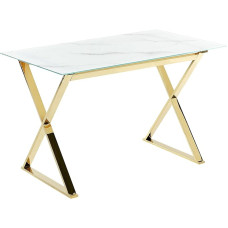 Attica Dining Table Tempered Glass with Shiny Top Marble Effect Gold Legs