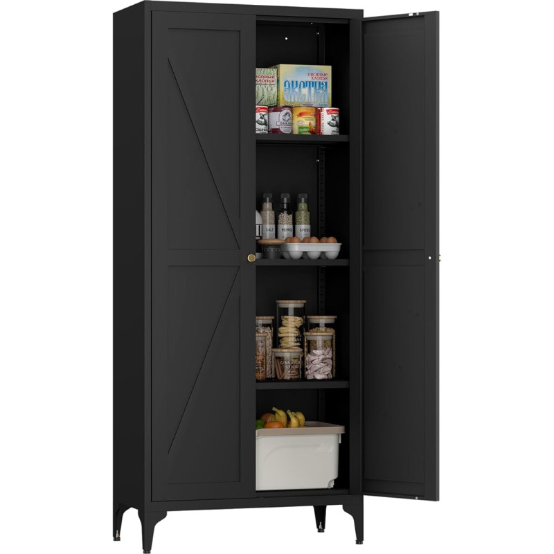 Metal Kitchen Panty Black