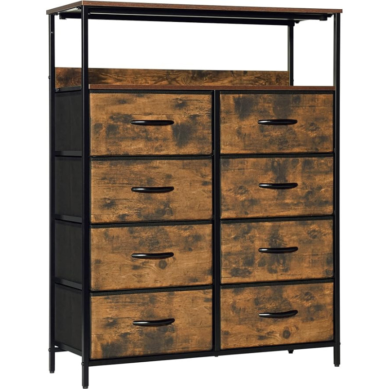 LYNCOHOME Chest of Drawers with Fabric Drawers, Sideboard, Hallway Cabinet with 8 Fabric Drawers and Compartments, Drawer Cabinet, Organiser Furniture for Kitchen, Office, Bedroom