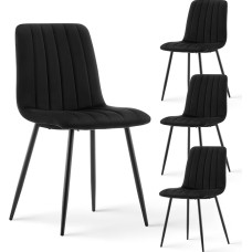 CLIPOP Dining Room Chairs, Set of 4, Velvet Padded Kitchen Chairs with Sturdy Metal Legs, Lounge Living Room Chairs for Home, Office and Hotel (Set of 4, Black)