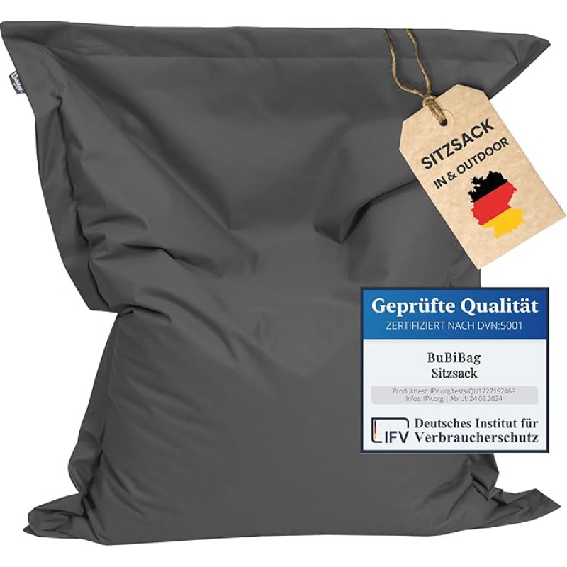 Beanbag Rectangular Floor Cushion 200 x 140 cm 32 Colours Indoor Outdoor Bean Bags with Filling Giant Bean Bag Nursery Seat Cushion School Bean Bag Approx. 480 L (Anthracite)