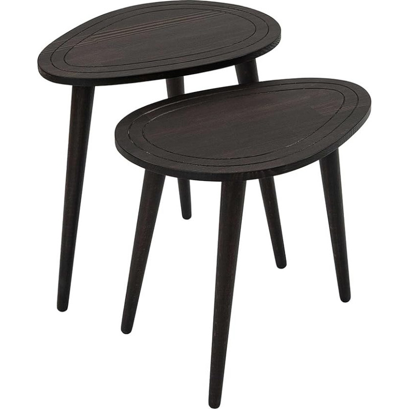 Hanah Home Elegant Nesting Table Set (2 Pieces), Anthracite, 50 x 48 x 33 and 50 x 52 x 33 cm, 100% Solid Wood, Stylish & Functional for Modern Living Spaces