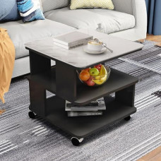 Small Side Table with Storage Compartment and Universal Wheels, Space Saving Nesting Tables for Living Room