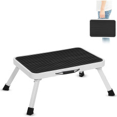 Folding Step 1 Step - Ladder, Stepladder, Steel Step - Wide Non-Slip Step - Load Capacity 150 kg - Transport Handle - Ideal for Motorhomes, Caravans - 46 x 32 x 17 cm