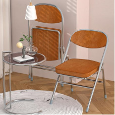 PIPIPOXER Dining Room Chairs, Folding Chair with Backrest, Corduroy Seat, Seat Width 40 cm, 5 cm Thick Padding, Folding Chairs, Living Room Chair, Kitchen Chair, Maximum Load 175 kg, Metal Legs,