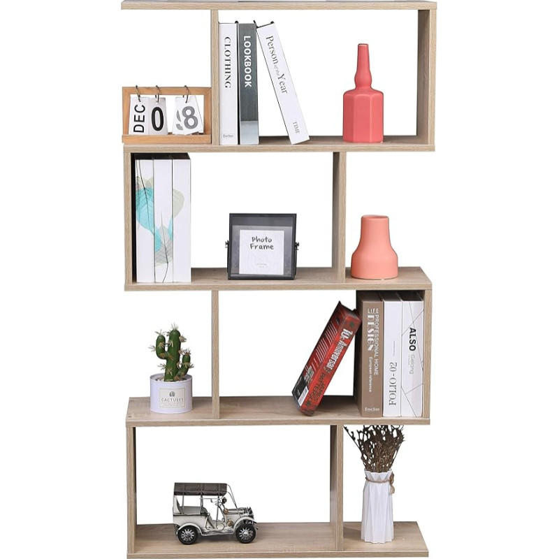 Etnicart Bookcase, Oak Colour, Office, Modern, Double-Sided, 70 x 23.5 x 127.5 cm, Self-Supporting, Cube, Design Entrance Living Room Bookcase, Children's Wooden Office Shelf, DVD Cabinet