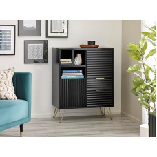 Julian Bowen Murano Sideboard with 2 Doors and 2 Drawers, Matt Black