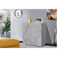 Dmora - Raoul Chest of Drawers, Kitchen Sideboard with 2 Doors, Living Room Buffet, 100% Made in Italy, 81 x 44 x 86 cm, Cement