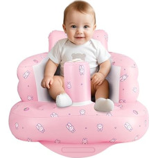 AirSwim Inflatable Baby Seat for Babies from 3 Months, Baby Inflatable Sofa with Built-in Air Pump, Inflatable Baby Chair, Baby Floor Seats for Learning to Sit, Camping, Strawberry