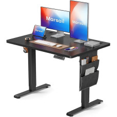 Marsail Height Adjustable Desk, 100 x 60 cm, Electric Height Adjustable Desk with Storage Bag, Standing Desk for Home Office Computer Desk, Black