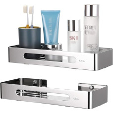 IGNPION Shower Organizer Shelf Corner Shelf Stainless Steel Bathroom Caddy Wall Mounted Bathroom Accessories Shelf Silver 2 Pack
