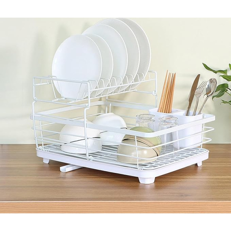 VIDECOR Geschirrtrockner – Geschirrständer für Die Küchentheke mit Besteckhalter, Langlebiger Edelstahl, Geschirrständer für Verschiedenes Geschirr, Einfache Installation, Kompakt,B