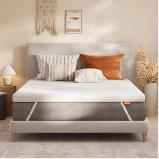 Sweetnight Topper made of double sponge core 90 x 200 cm, 7 cm height mattress topper, H3 and H4 mattress topper mattress topper for bed, box spring bed, caravan sofa bed, removable and washable cover