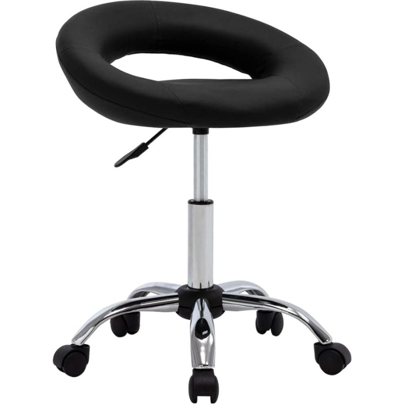 vidaXL Work Stool Height Adjustable Roller Stool Cosmetic Stool Practice Stool Hairdressing Stool Swivel Stool Black Faux Leather