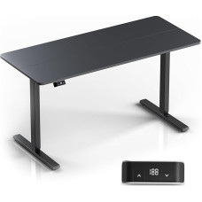 ONKRON Height-adjustable desk with top, 140 x 60 cm, electric table up to 60 kg, standing seat desk, electrically adjustable with motor, 25 mm/s, lifting speed, black, WDT221E-B