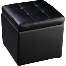 Costway Stool with Storage, PU Leather Seat / Box, Holds up to 300 Kg, Upholstery Stool with Lid, Storage Box 40 x 40 x 40 cm - Seat / Chest, Choice of Colours