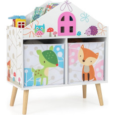 GOPLUS Children's Shelf, Children's Bookcase with 2 Fabric Drawers & 4 Top Compartments, Toy Shelf for Children's Room & Playroom, 62 x 30 x 72 cm