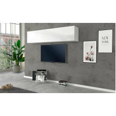 Dmora Wall Cabinet Made in Italy with Folding Door, Hanging Living Room Furniture, 180 x 30 x 40 cm, Glossy White Colour