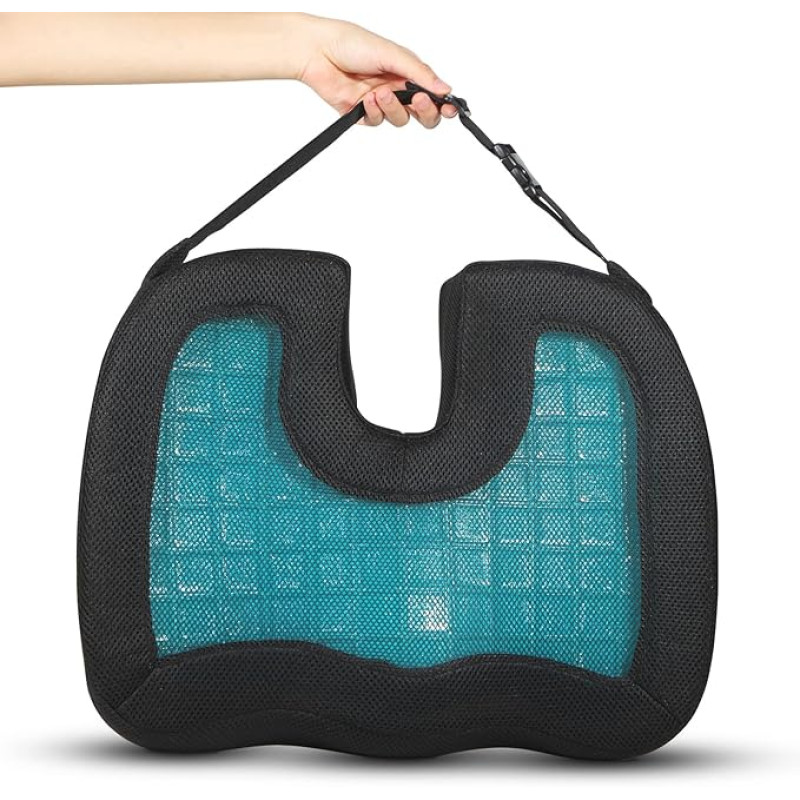 Gel Seat Cushion with Memory Foam Cooling Gel for Sciatica Coccyx Back and Coccyx Pain Relief for Office Chair Car Seat Cushion