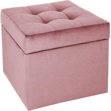 MG Design Upholstered Stool, 45 x 45 cm, Donkerroze Colour - Soft Seat, Hinged with Storage Space (50 Litres) Holds a Load of up to 100 kg, Velour - Stool for Living Room, Bedroom, Hallway