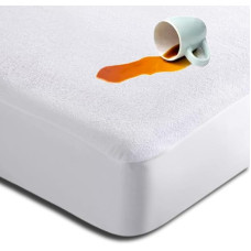 Dolce Vari Permium 100% Waterproof Terry Mattress Protector, Mattress Cover, 40cm Deep, Fitted Sheet, Waterproof and Breathable Mattress (White, Single)