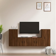 Homgoday TV Furniture Set 4 Pieces Oak Brown Multilayer Wood TV Cabinet TV Cabinet Coffee Table Coffee Table Living Room Table TV Stand for Industrial Living Room