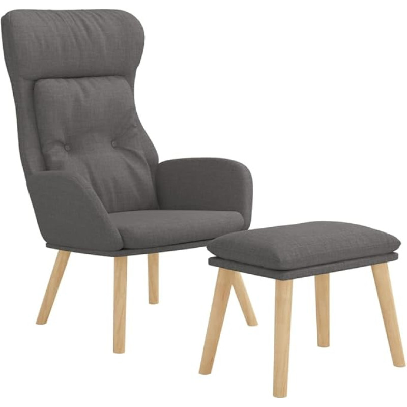 vidaXL Recliner Chair with Stool, TV Chair with Metal Frame, Upholstered Chair for Living Room, TV Chair, Relaxing Chair, Dark Grey Fabric