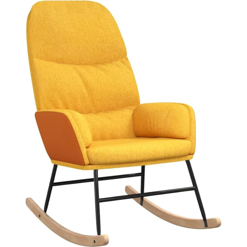 vidaXL Rocking Chair, Relaxing Chair, Rocking Chair, Upholstered Chair, Living Room, Mustard Yellow Fabric