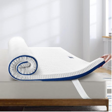 BedStory Mattress Topper, 120 x 190 cm, 5 cm, Memory Foam Topper, Cold Gel Topper for Double Bed, Breathable Mattress Topper with 4 Elastic Corners, Removable and Washable