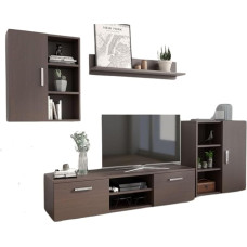 Per la vita Ikar Wenge Cabinet Wall - Modern Living Room Furniture Set with TV Cabinet, Standing Shelf, Wall Cabinet & Wall Shelf, the Set Offers Space for Books - Cabinet Wall for Living Room