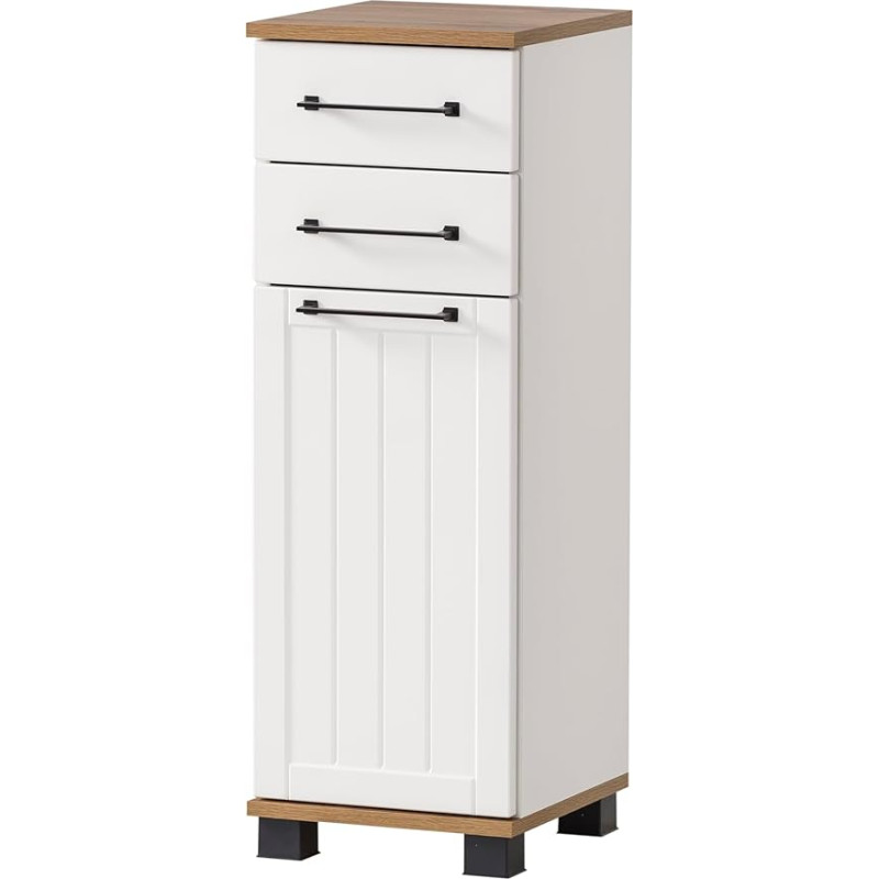 Schildmeyer Jelda 154177 Base Cabinet, Matt White/Oak Country House Decor, 30.3 x 32.6 x 88.1 cm
