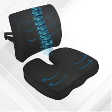 AURANID Orthopädisches viskoelastisches Kissen – Kissen für die Lendenwirbelsäule und Lendenwirbelstütze – Verwendung auf Bürostuhl, Rollen oder Auto