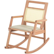 Memomad Rocking Chair Made of Solid Wood (Eucalyptus), UV-Resistant Wicker, for Indoor and Outdoor Use, Ergonomic Design, Chestnut/Natural Colour, 94 x 57 x 90 cm