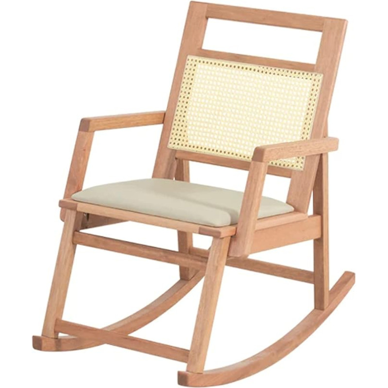Memomad Rocking Chair Made of Solid Wood (Eucalyptus), UV-Resistant Wicker, for Indoor and Outdoor Use, Ergonomic Design, Chestnut/Natural Colour, 94 x 57 x 90 cm